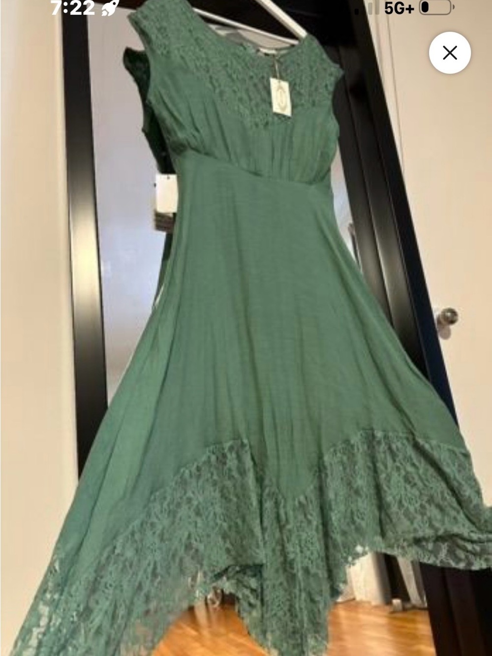 NWOT Mis Joy sage Green Lace handkerchief   Dress